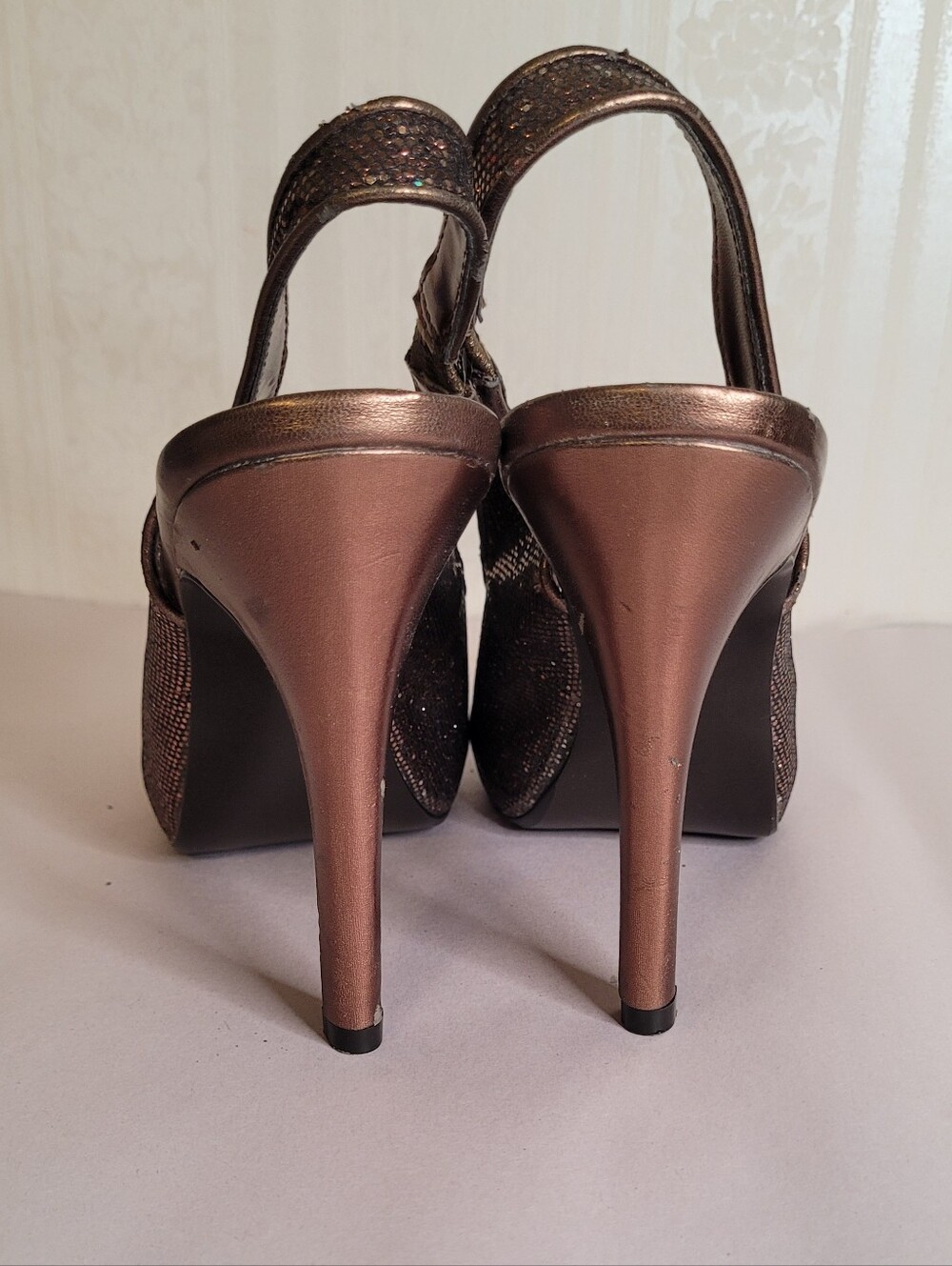 Lulu Townsend Bronze Glitter Stilettos - Picture 6 of 9